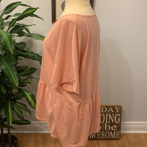 💰PENNINGTONS Coral Short Sleeve Ruffles Bottom Blouse 1X - Picture 5 of 11
